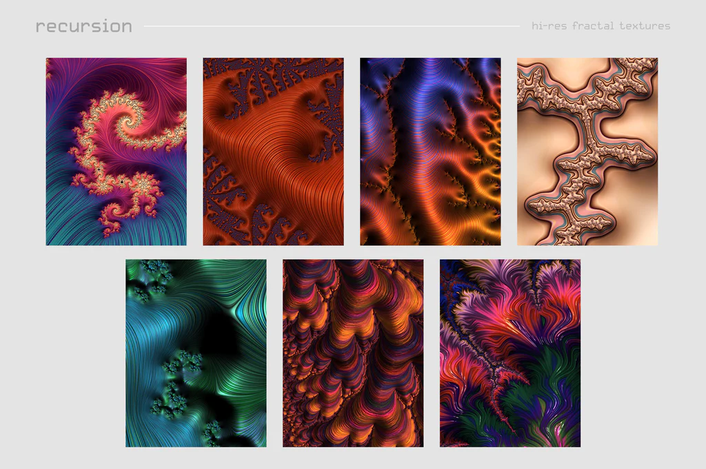 CreativeMarket – Recursion: Hi-res Fractal Textures [JPG, ABR, PSD]