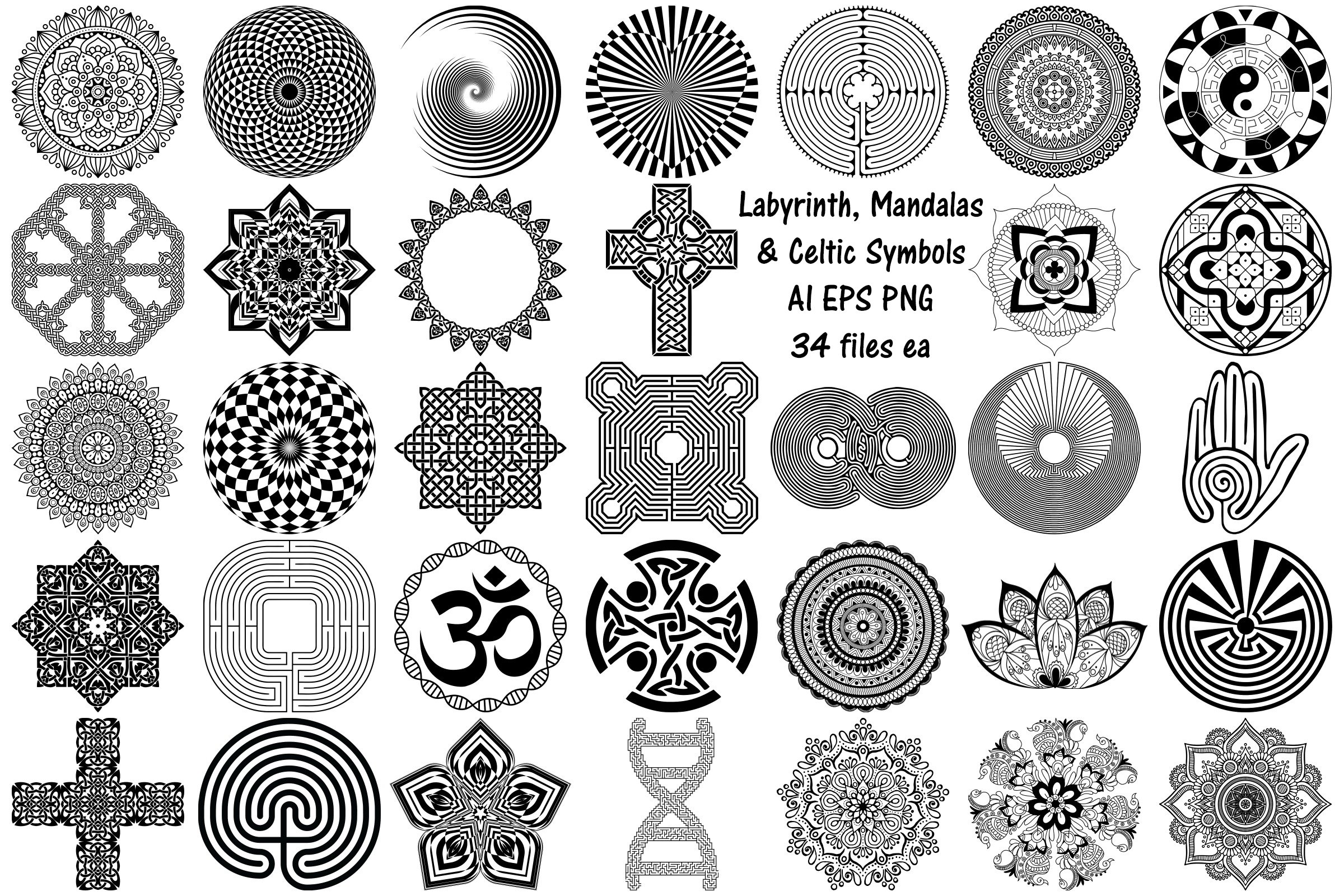 CreativeMarket – 75 Circle Mandalas [AI, EPS]