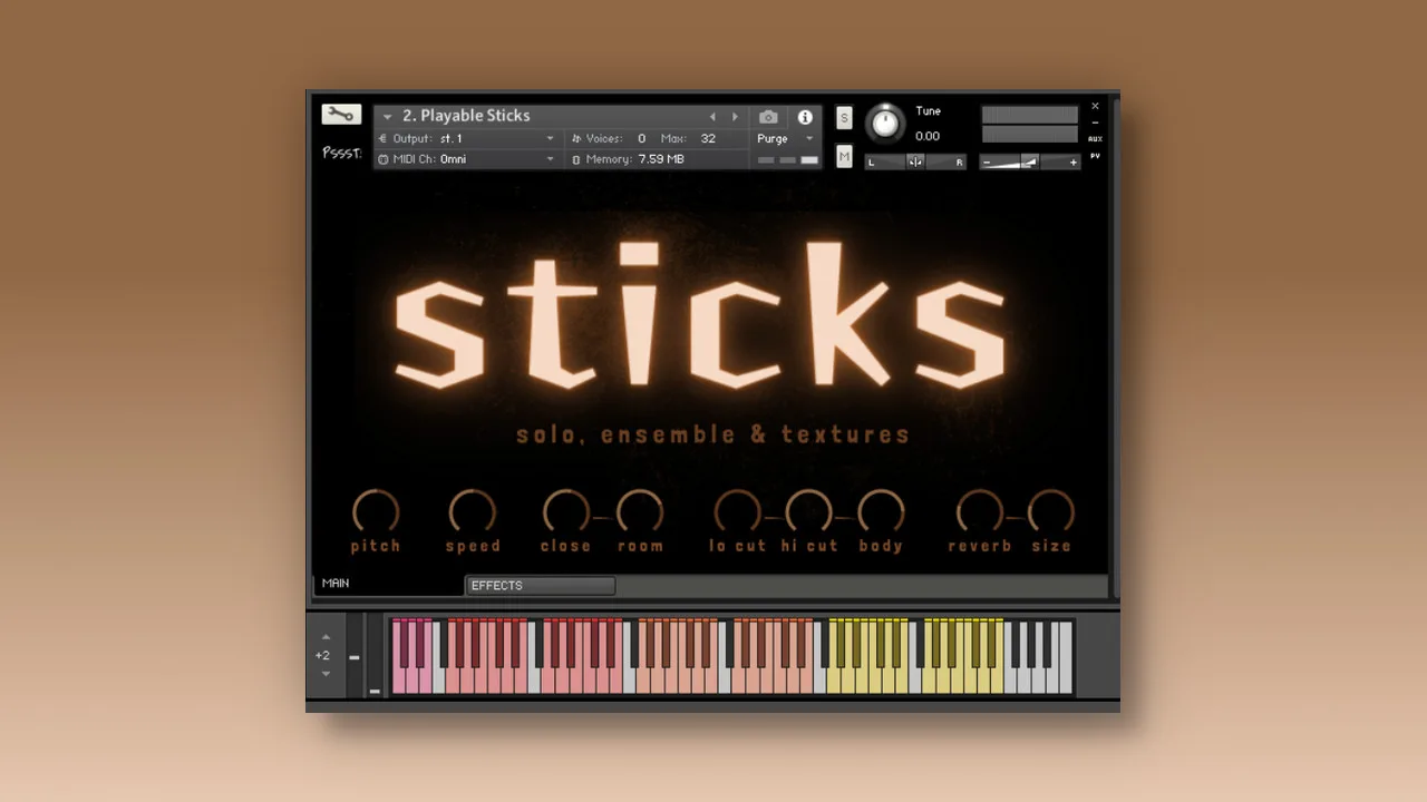 Pssst! Instruments – Sticks: Solo, Ensemble & Textures (Kontakt, WAV)