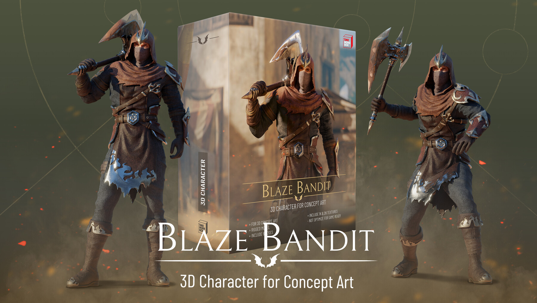 ArtStation – One More Box Studio – Blaze Bandit – 3D Character for Concept Art [Blend, FBX] 