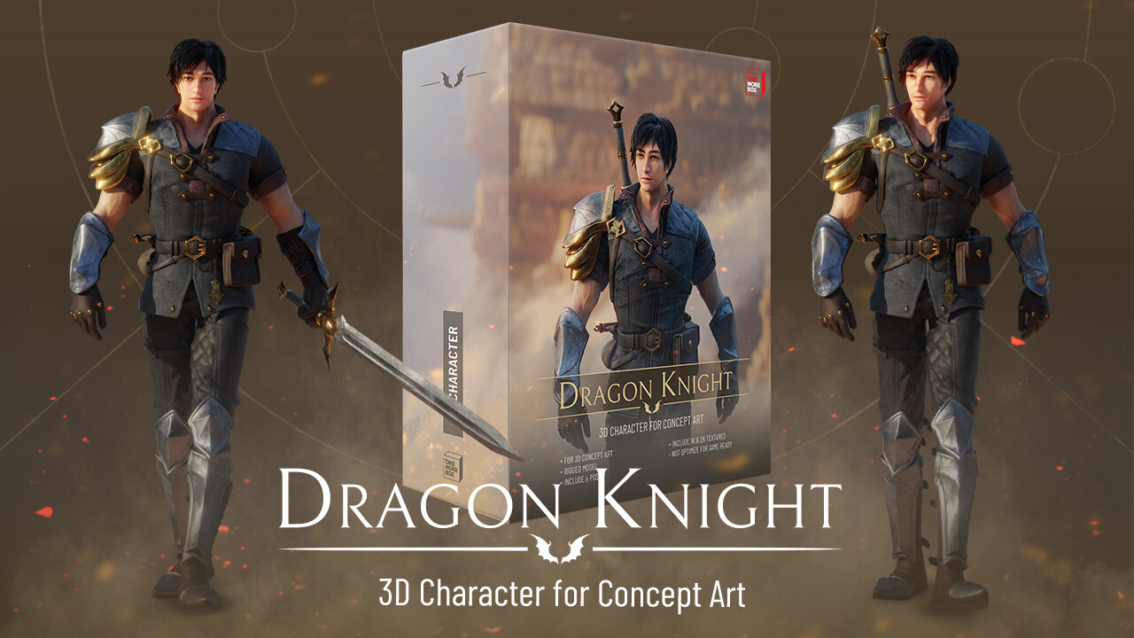 ArtStation – One More Box Studio – Dragon Knight – 3D Character for Concept Art [Blend, FBX] 