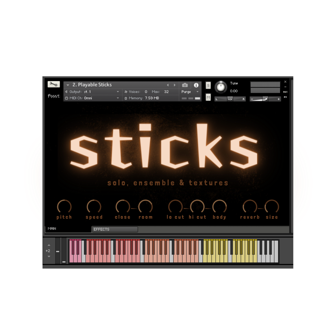 Pssst! Instruments – Sticks: Solo, Ensemble & Textures (Kontakt, WAV)