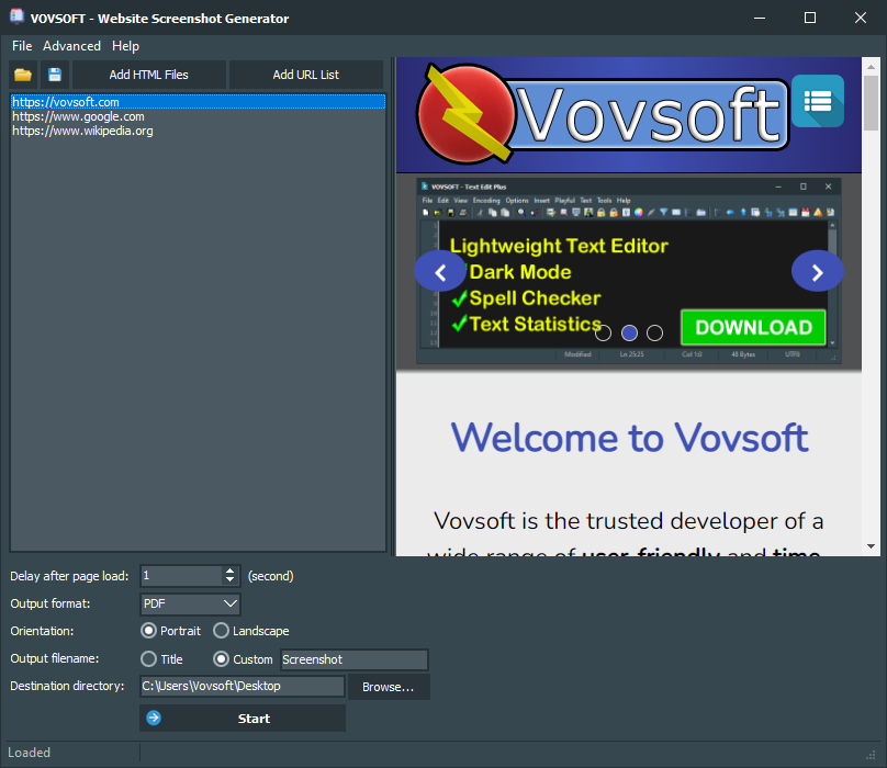 VovSoft Website Screenshot Generator 2026